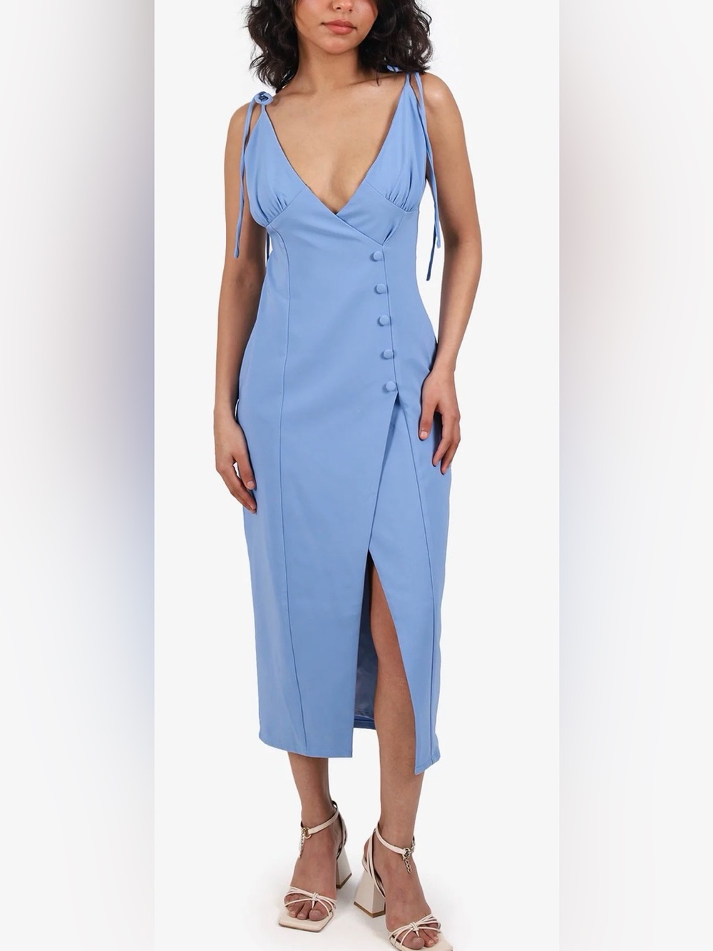 Blue Camila Coelho Midi Dress, Tie Straps (XS)